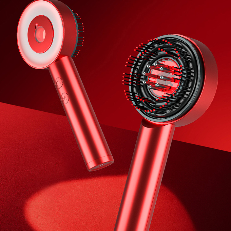 Masážní přístroj na pokožku hlavy s červeným světlem a vibrační terapií