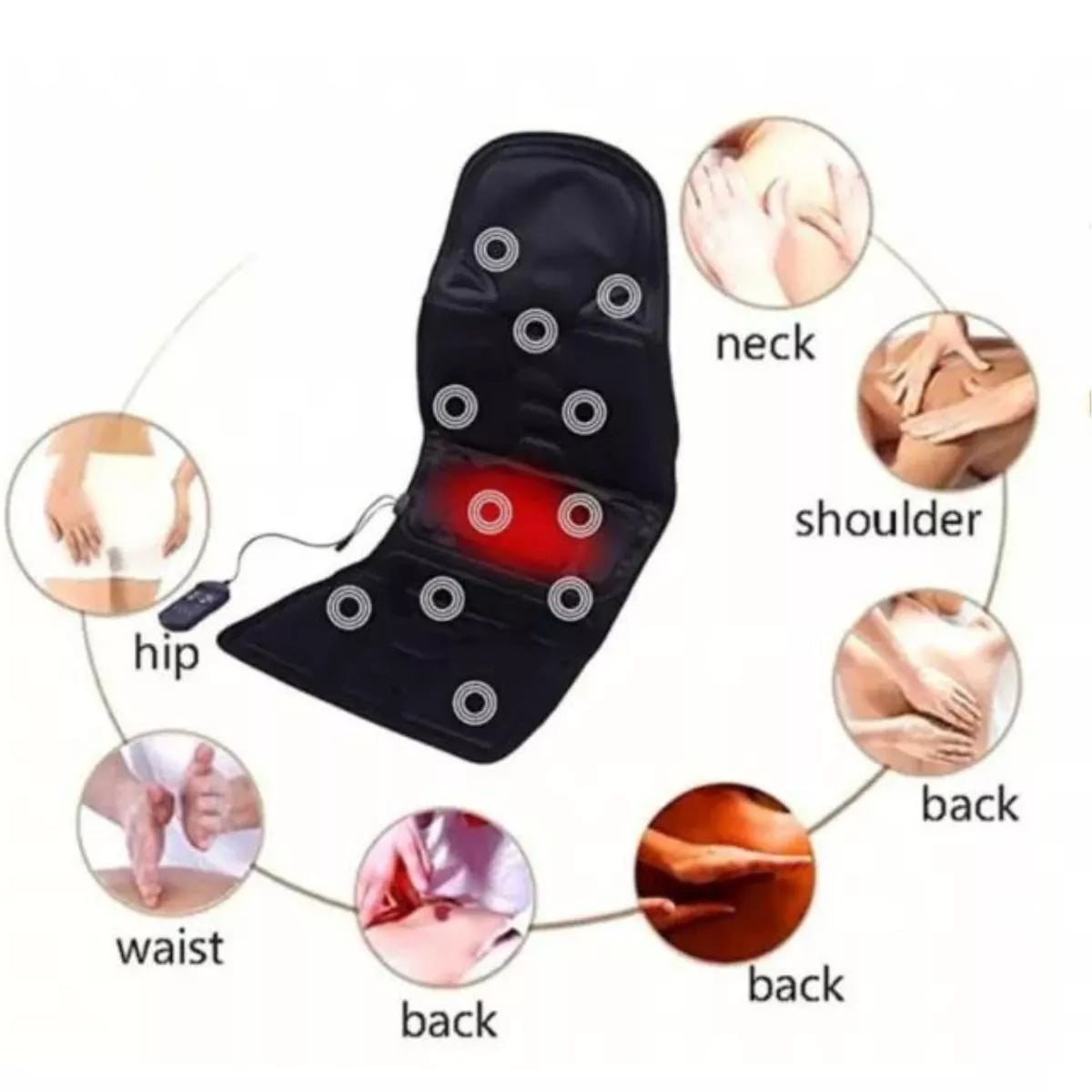 Elektrický masážní polštář na záda s vibracemi pro domácí, automobilové a kancelářské použití, úleva od bolesti v bedrech
