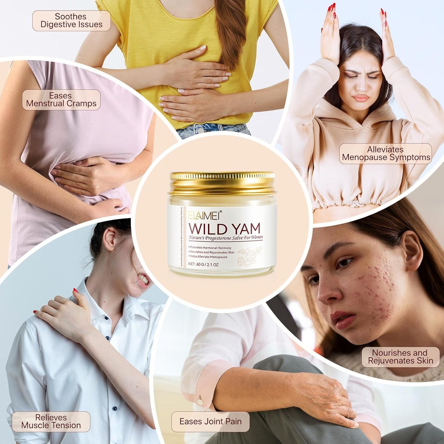 Krém z divoké yamy pro hormonální rovnováhu, krém z kořene divoké yamy jako hydratační přípravek na pokožku, úleva pro suchou pokožku,