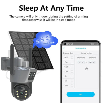 4MP venkovní bezdrátová solární kamera 4G se solárním panelem a zvukem