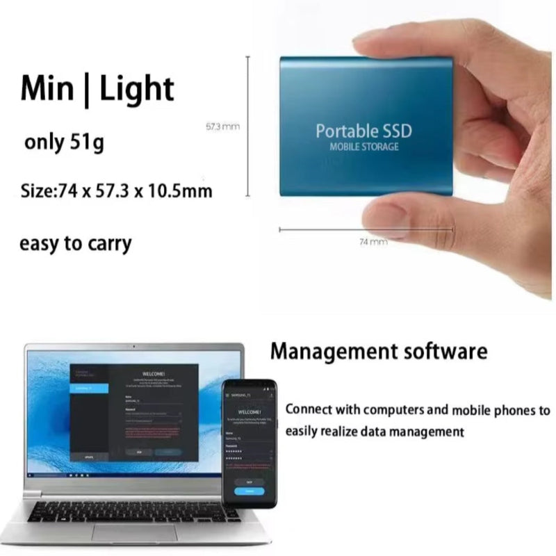 1-4TB Přenosný mini externí SSD disk s vysokou rychlostí