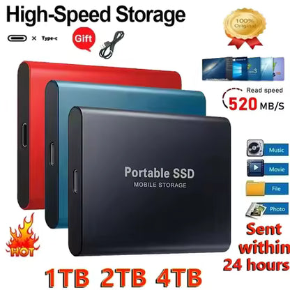 1-4TB Přenosný mini externí SSD disk s vysokou rychlostí