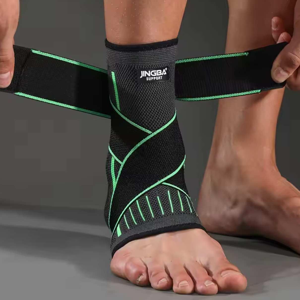 Elastická podpěra kotníku z nylonu, pletený kompresní návlek na kotník s páskem, prodyšná ortéza na kotník