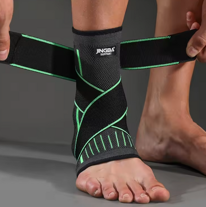 Elastická podpěra kotníku z nylonu, pletený kompresní návlek na kotník s páskem, prodyšná ortéza na kotník