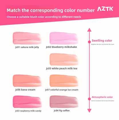 AZTK tekutý tvářenka, rozjasňovač a konturovací tyčinka krémová matná přirozený nádech modelující a zpevňující obličej dlouhotrvající