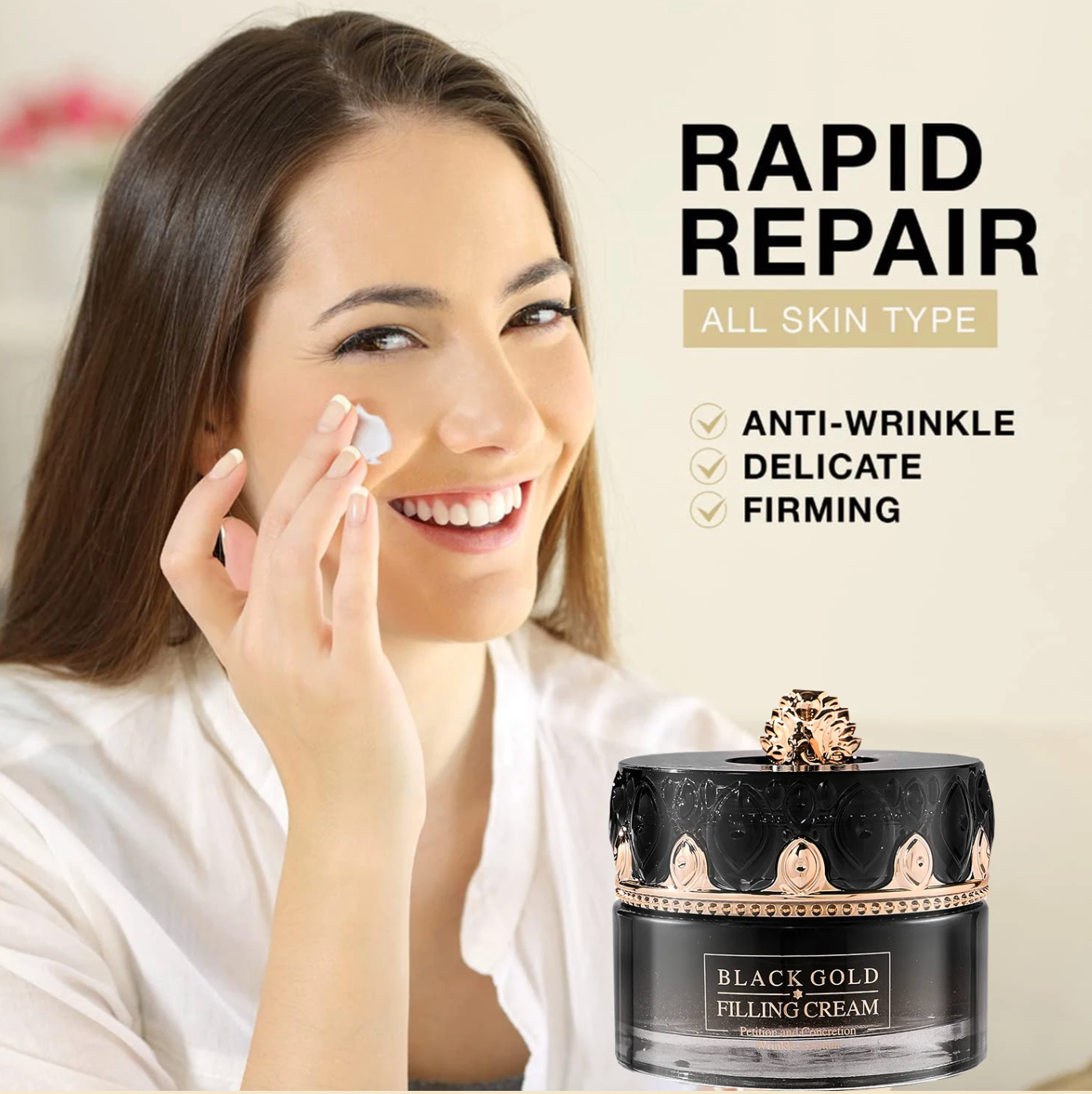 Krém proti vráskám na obličej Odstraňuje jemné linky na obličeji a vrásky na krku Zpevňující Hydratační Rozjasňující