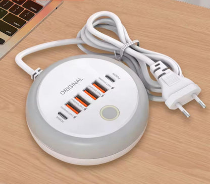 50W rychlá nabíječka s více USB porty a dotykovým LED světlem