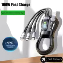 100W rychlý nabíjecí kabel Multi Charger více USB univerzální 3 v 1